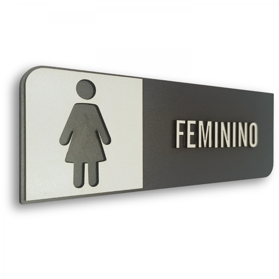 Placa de Sinalização Indicativa em MDF Efeito 3D - WC Feminino
